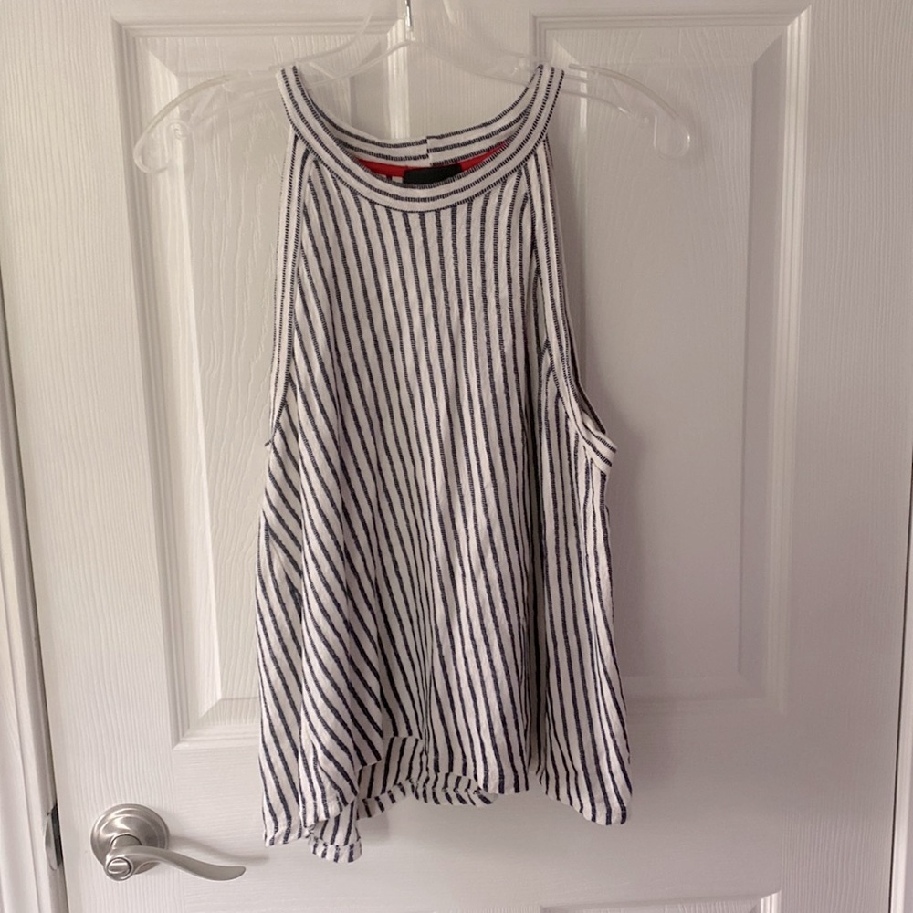 Black and white striped tank - size L